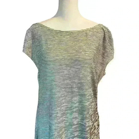 Max Studio Asymmetrical Maxi Dress Black White Stripes XL Minimalist - Picture 6 of 11